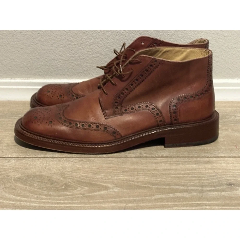Dino Corvari Men's‎ brown Wingtip Leather Chukka Boots Size 10 Handmade in Italy